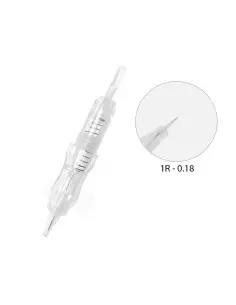 1R-0.18mm Biomaser Uyumlu Vidalı Kartuşlu Kalıcı Makyaj Cihazı İğnesi