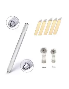 Microblading Kalemi Çift Taraflı Başlık 3D Kıl Tekniği Kalemi ve İğneleri