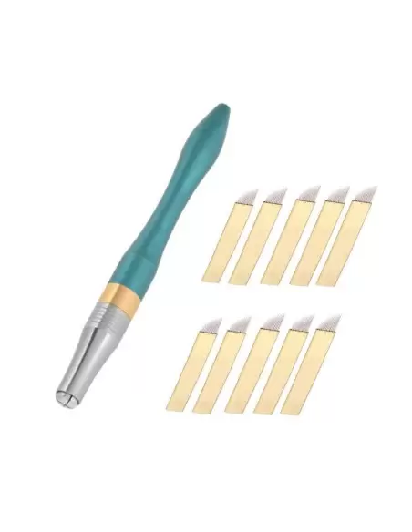 Microblading Seti Yeşil-Gold Microblading Kalemi ve İğneleri