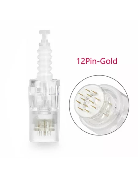 12 Pin Dr Pen Klipsli Kartuşlu Dermapen İğnesi Gold Altın İğne