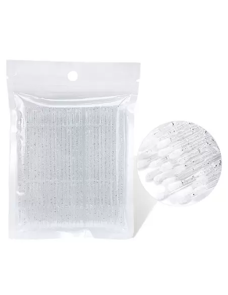 Kalıcı Makyaj Microbrush Fırça Transparan Simli 100 Adet