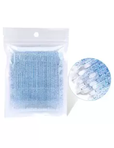 Kalıcı Makyaj Microbrush Fırça Mavi Simli 100 Adet