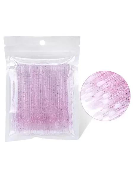 Kalıcı Makyaj Microbrush Fırça Pembe Simli 100 Adet