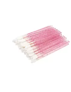 Kalıcı Makyaj Lip Brush Dudak Fırçası Pembe Simli 50 Adet